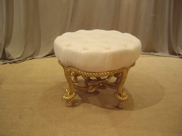 Twisted Rope Gilt Stool Napoleon III Style For Sale 1
