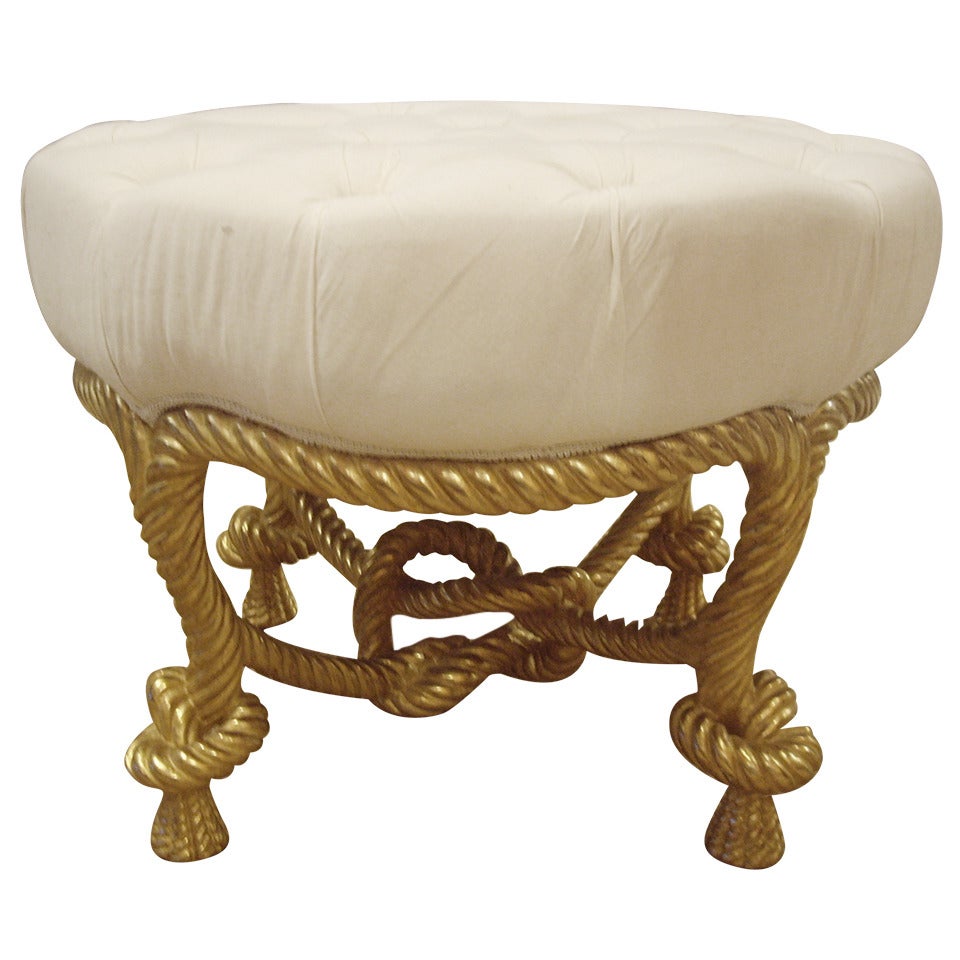 Twisted Rope Gilt Stool Napoleon III Style For Sale
