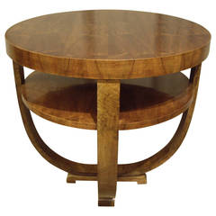 Round Elegant Walnut Art Deco Table