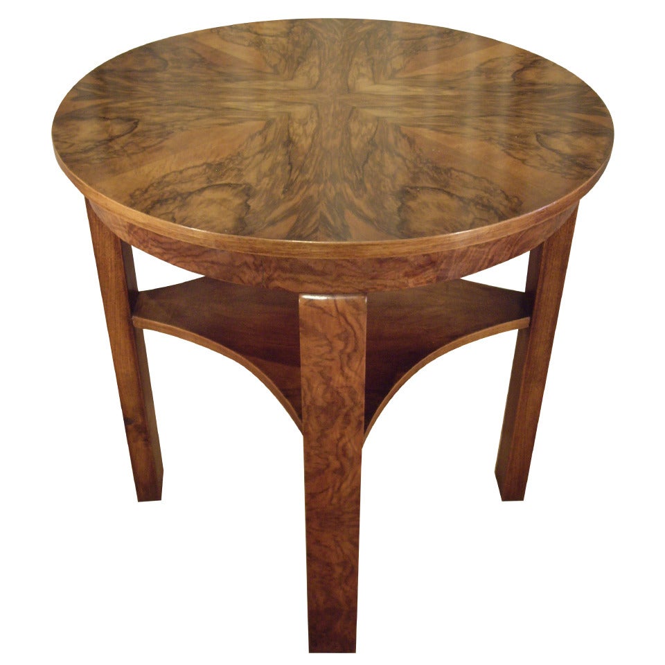 Elegant Walnut Art Deco Round Table
