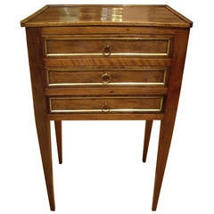 Antique Louis XVI Walnut Three-Drawer Small Commode
