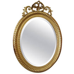 19th Century Italian Oval Gilt Mirror