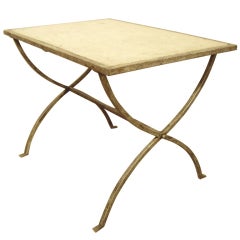 Antique Painted Wrought Iron And Marble Table Antique Painted Wrought Iron And Marble Table