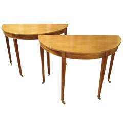 Pair English D-End consoles/dining table