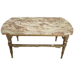 Antique Directore Style 1920's Carved Wood/marble Coffee Table
