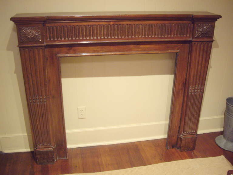 Very nice carved fruitwood French mantel.