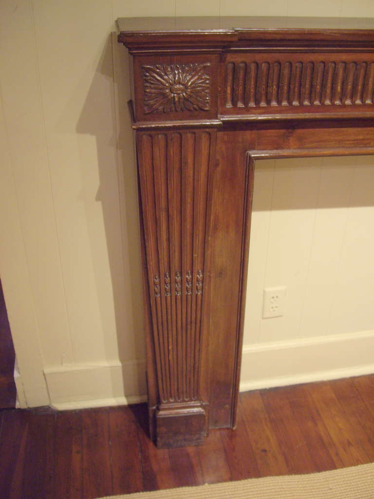 Louis XVI French Carved Fruitwood Mantel For Sale