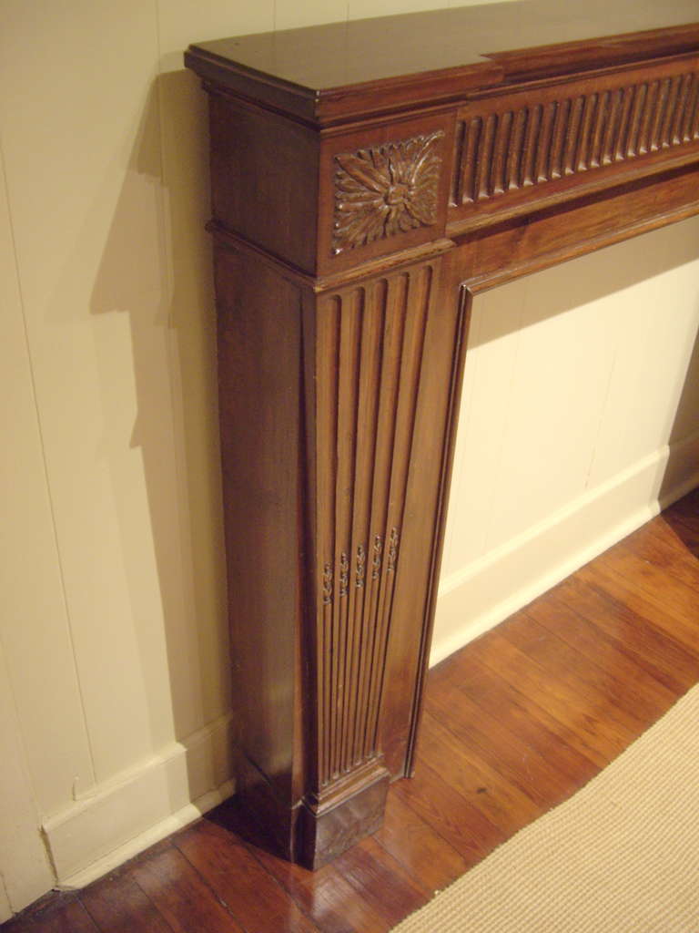 20th Century French Carved Fruitwood Mantel For Sale