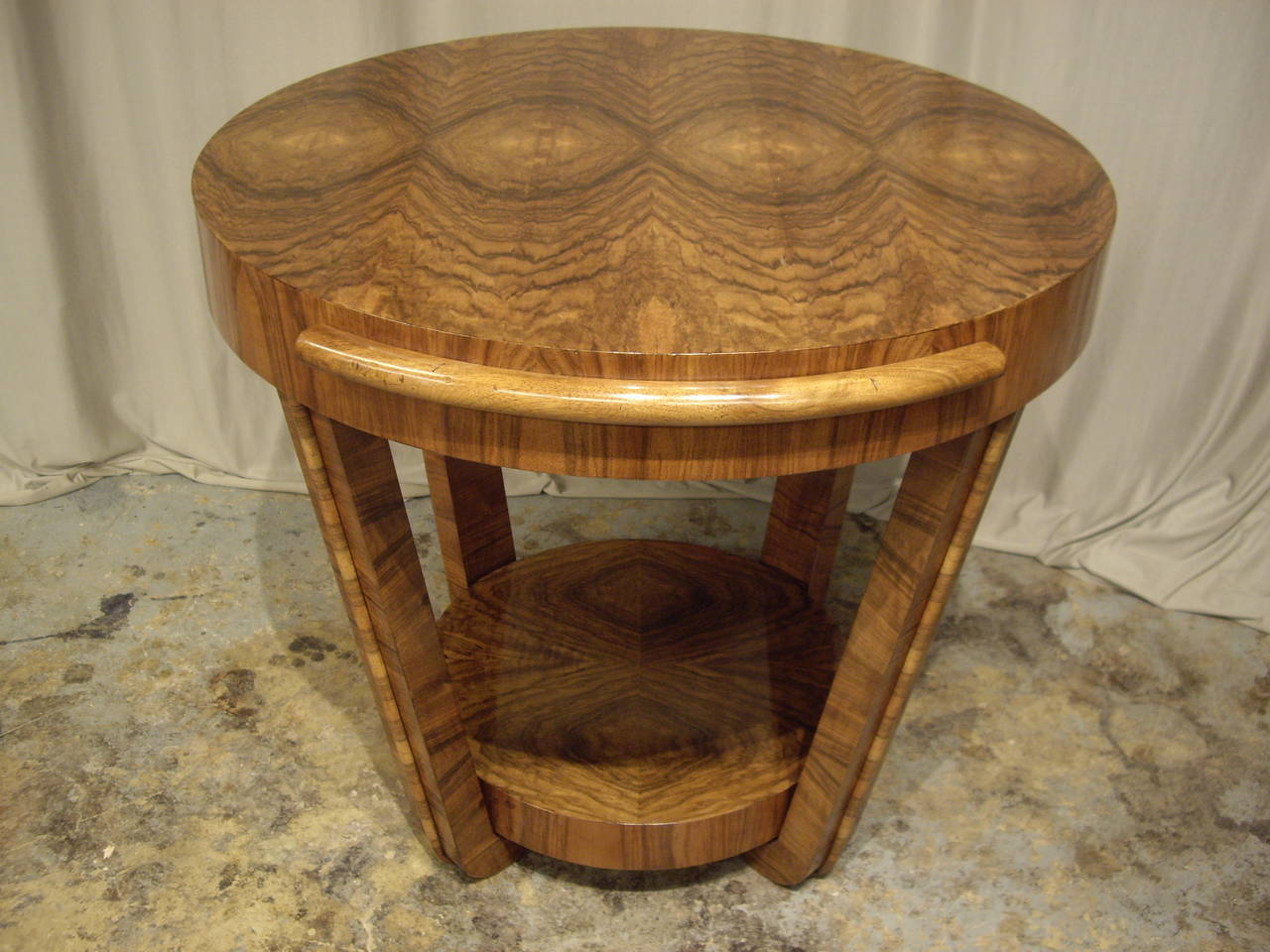 Unusual Round Walnut Art Deco Table 1