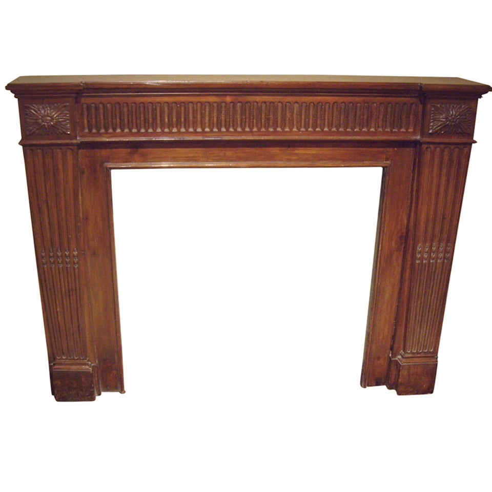 French Carved Fruitwood Mantel For Sale