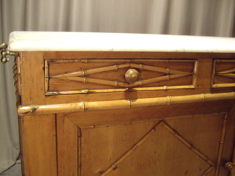 19th Century French Pine Bathroom Cabinet with Marble Top 3