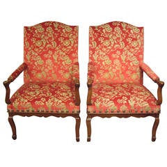 Pair of Large Provincial Regence Armchairs