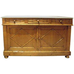 19th Century French Pine Bathroom Cabinet with Marble Top