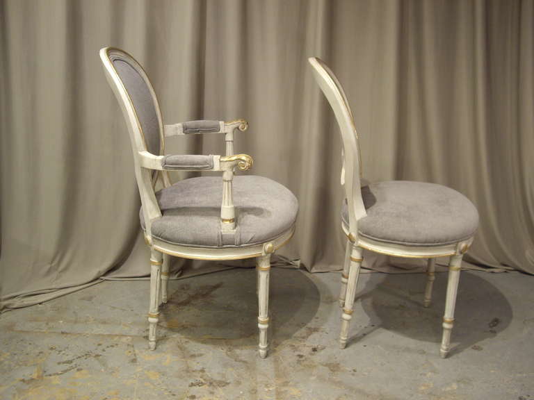 19th Century Painted Swedish Dining Chairs In Good Condition In New Orleans, LA