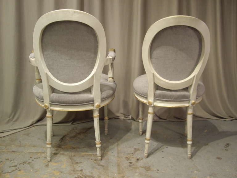 Giltwood 19th Century Painted Swedish Dining Chairs