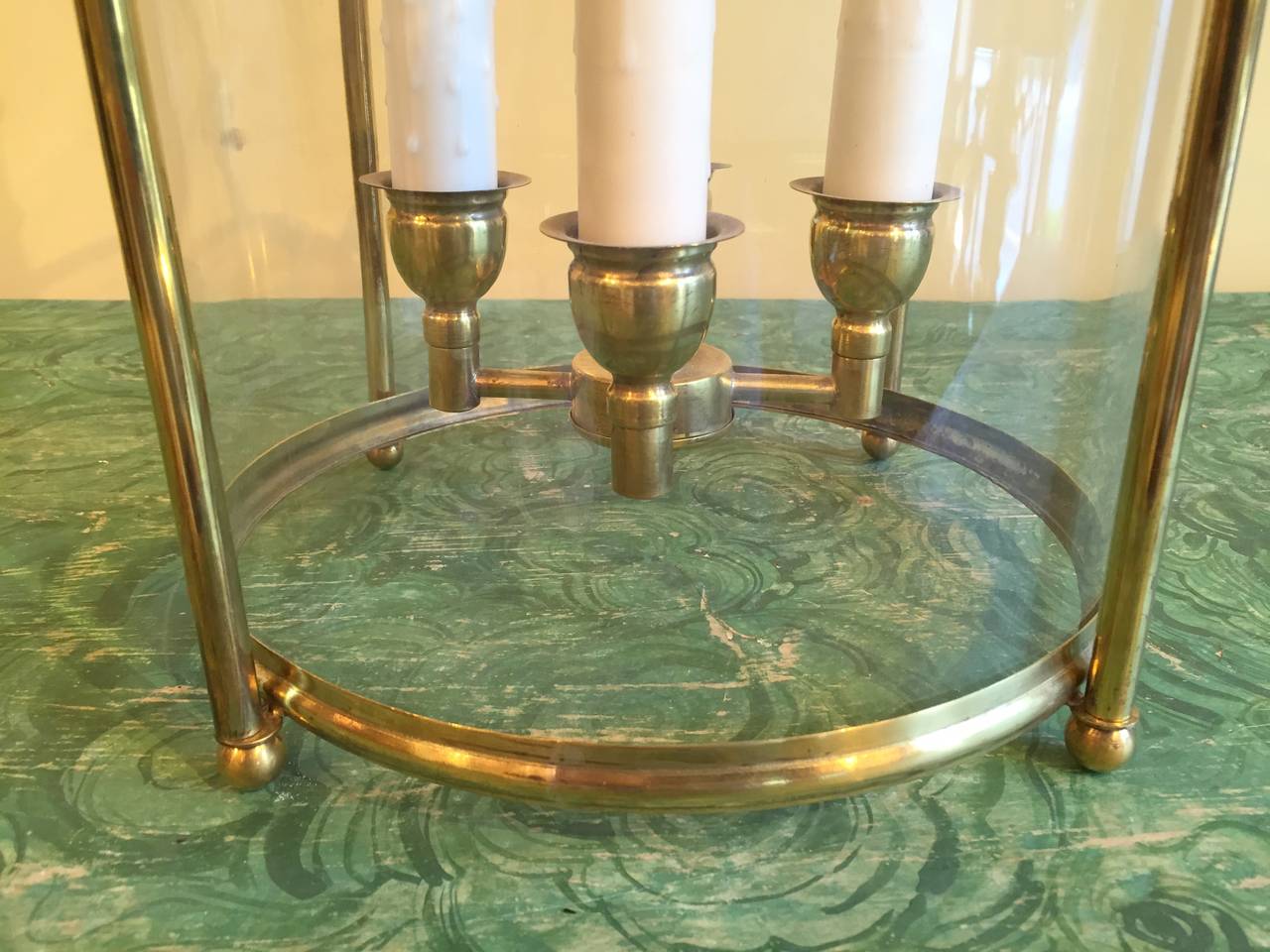 20th Century Vintage French Brass Circular Four-Light Lantern For Sale