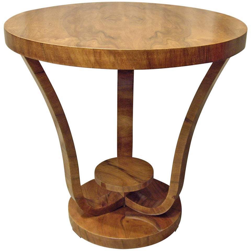 Elegant Art Deco Walnut  Round Table