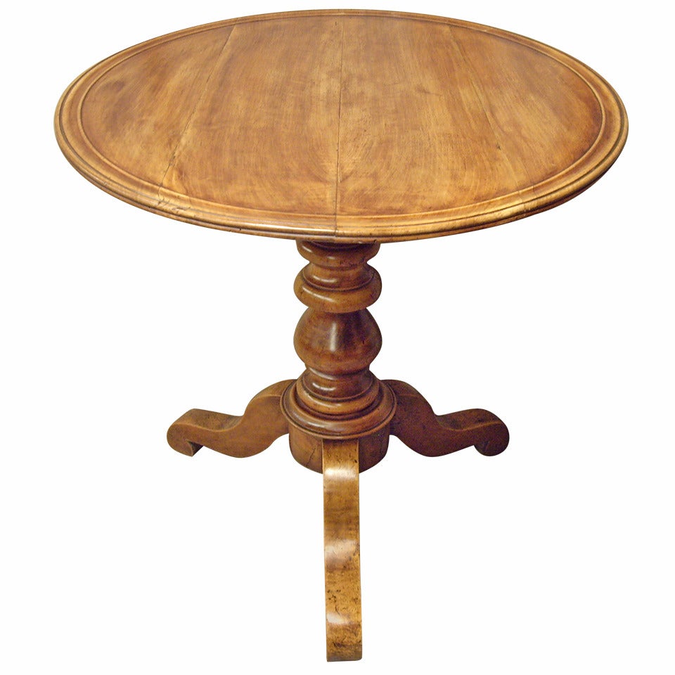 19th Century French Provincial Walnut Tripod Round Table