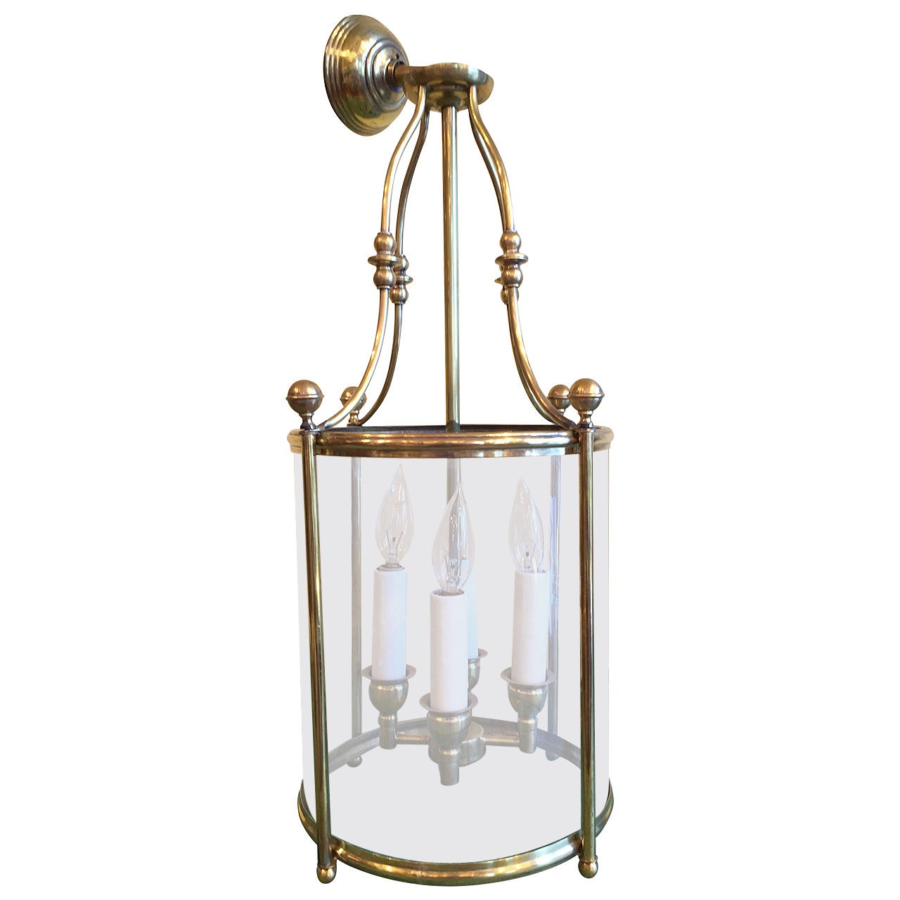 Vintage French Brass Circular Four-Light Lantern For Sale