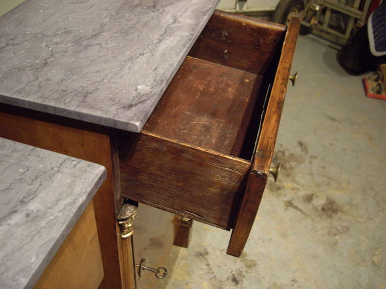 Pair of Second Empire French side cabinets w/ marble tops For Sale 2