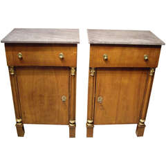 Pair of Second Empire French side cabinets w/ marble tops