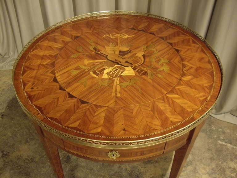 19th c  French inlaid bouillotte table In Excellent Condition In New Orleans, LA