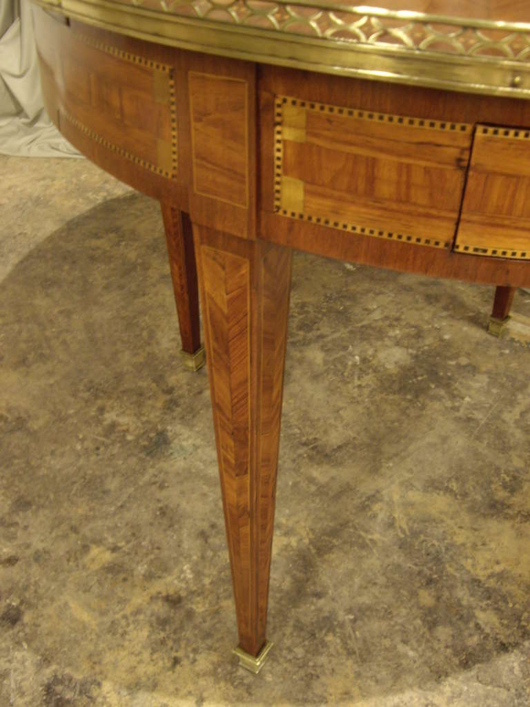 Bronze 19th c  French inlaid bouillotte table