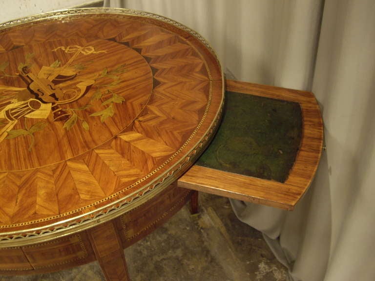 19th c  French inlaid bouillotte table 3