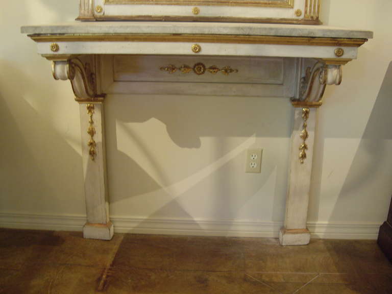 19th Century 19th c. Italian painted neo-classical style console and mirror For Sale