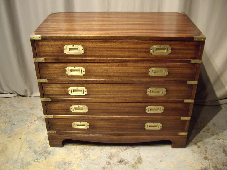 Nice quality five drawer military style English chest.