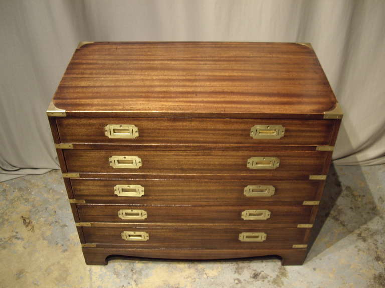 Small English Mahogany Military Style Chest For Sale 3