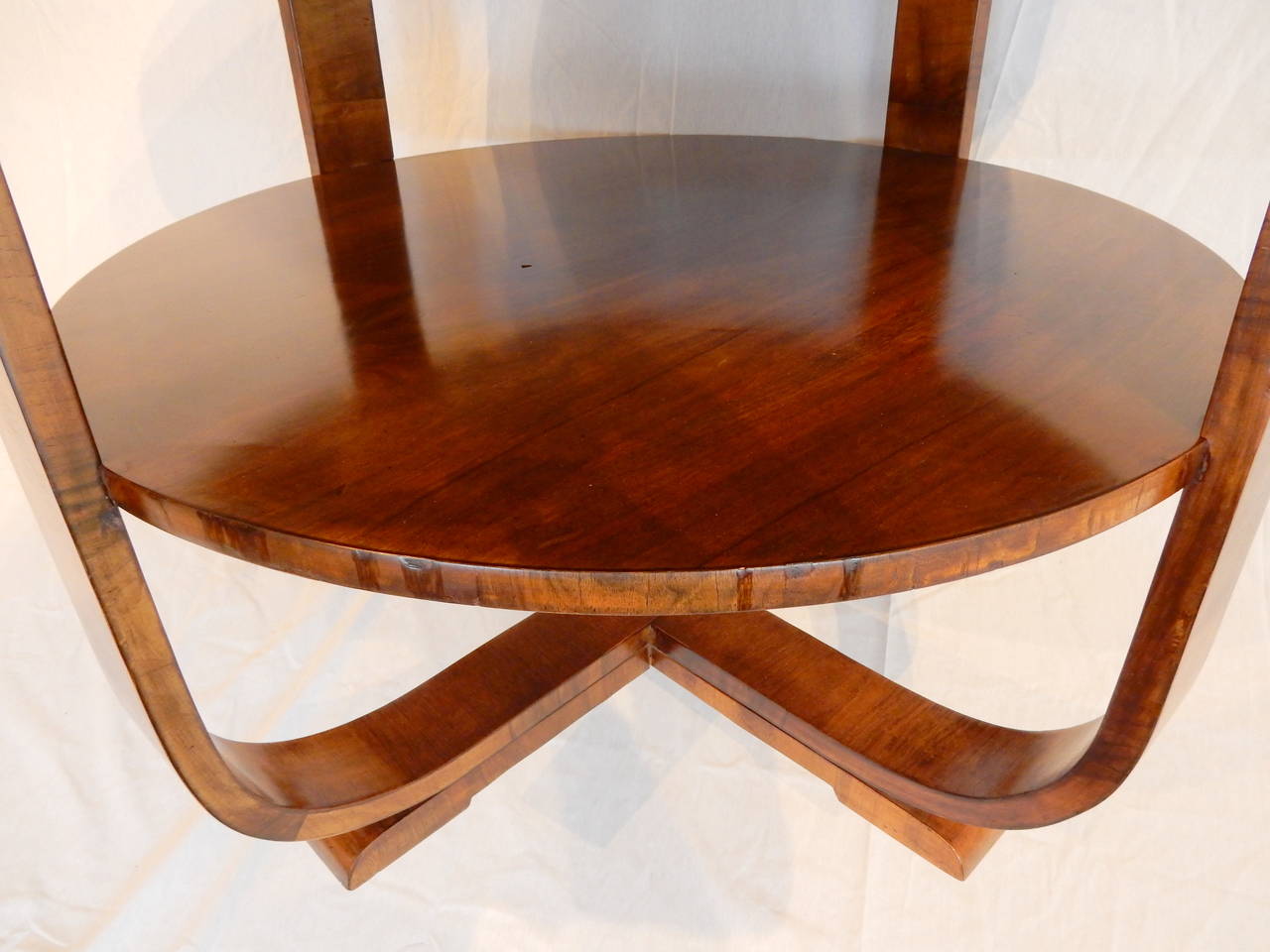 Veneer Round Art Deco Walnut Table