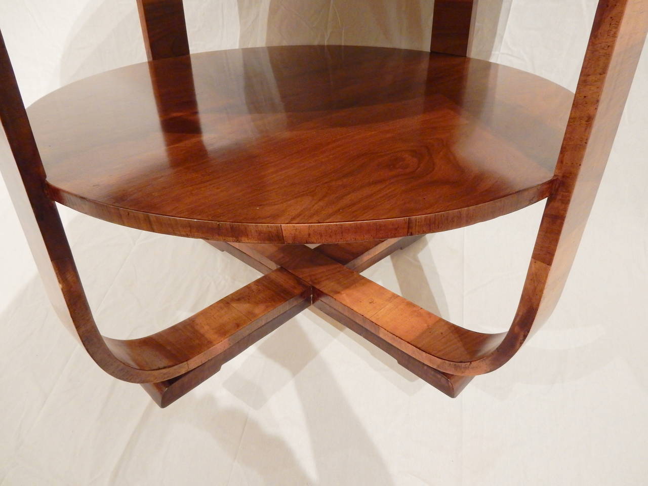 Veneer Round Art Deco Walnut Table