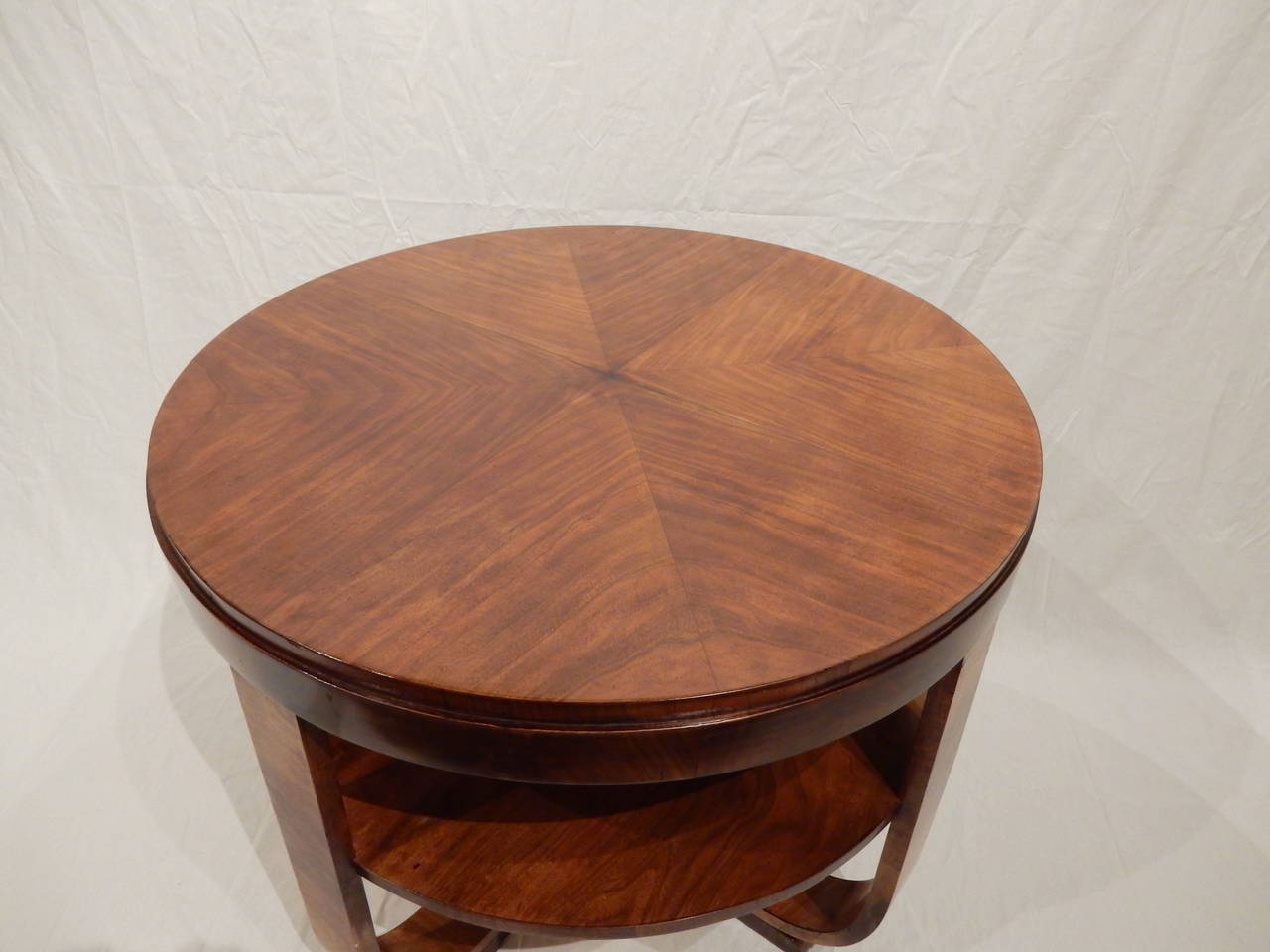 French Round Art Deco Walnut Table