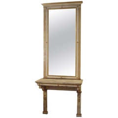 19th c. Italian painted neo-classical style console and mirror