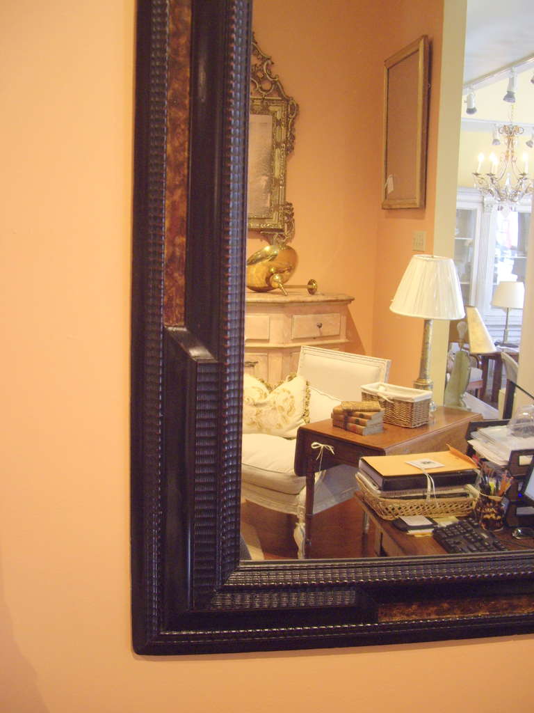 Black and Faux Tortoise Dutch Mirror In Excellent Condition For Sale In New Orleans, LA