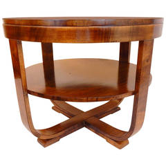 Round Art Deco Walnut Table