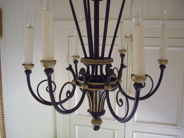 French Empire Style, Six Light Chandelier In Excellent Condition For Sale In New Orleans, LA