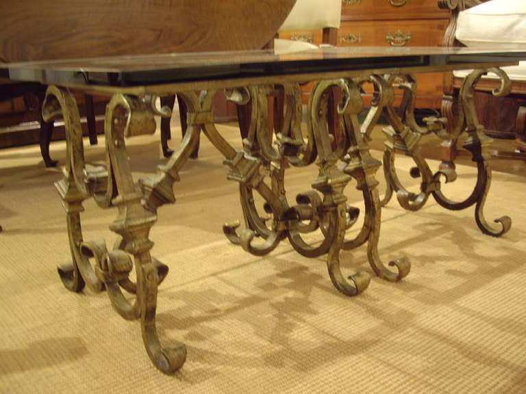 Quality Vintage Italian Wrought Iron Coffee Table In Excellent Condition In New Orleans, LA