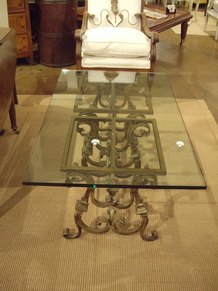 Glass Quality Vintage Italian Wrought Iron Coffee Table