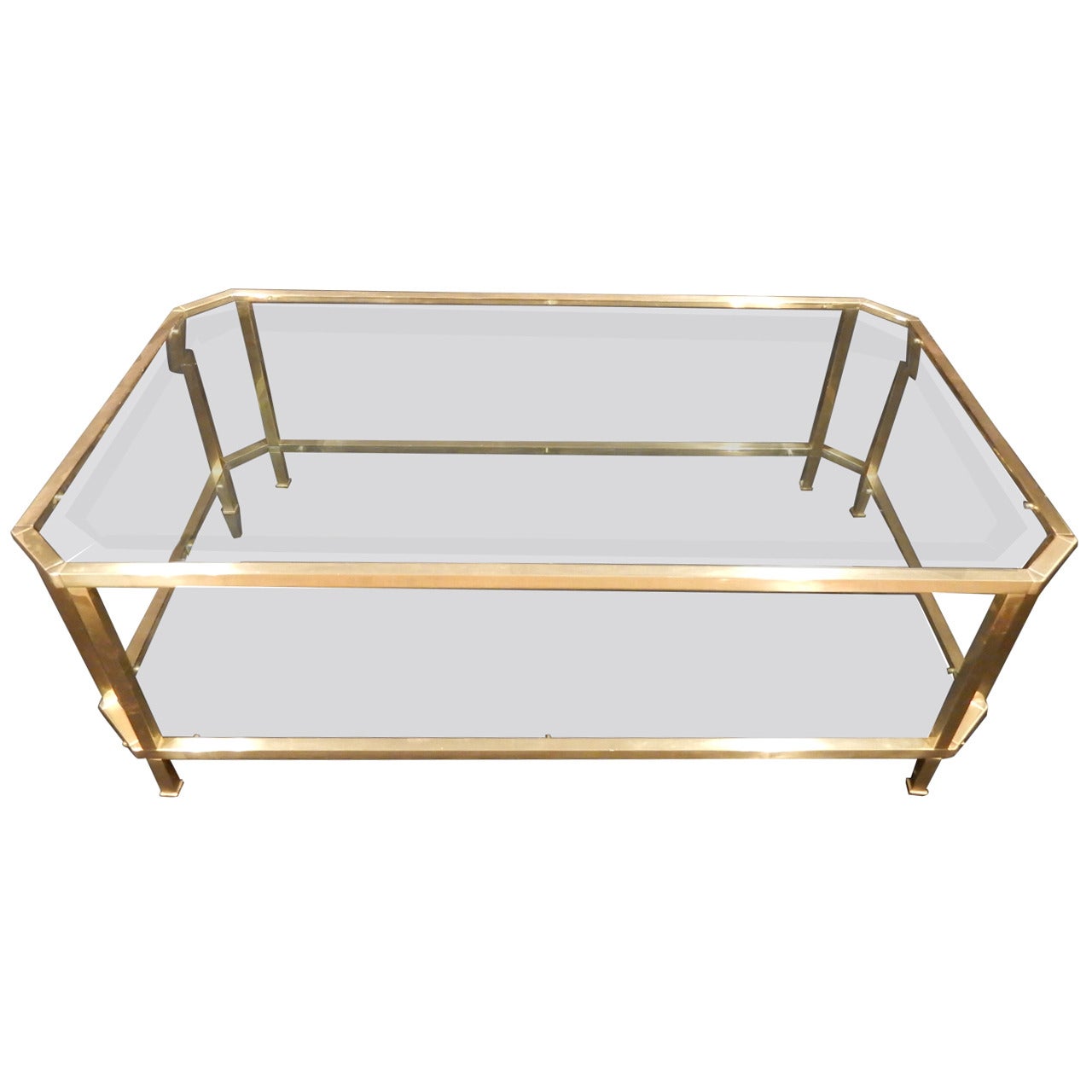 Quality French Brass Vintage Coffee Table For Sale