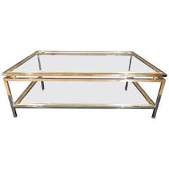 Quality Brass and Chrome Mid-Century French Coffee Table