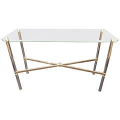 Mid-Century Chrome and Glass Console