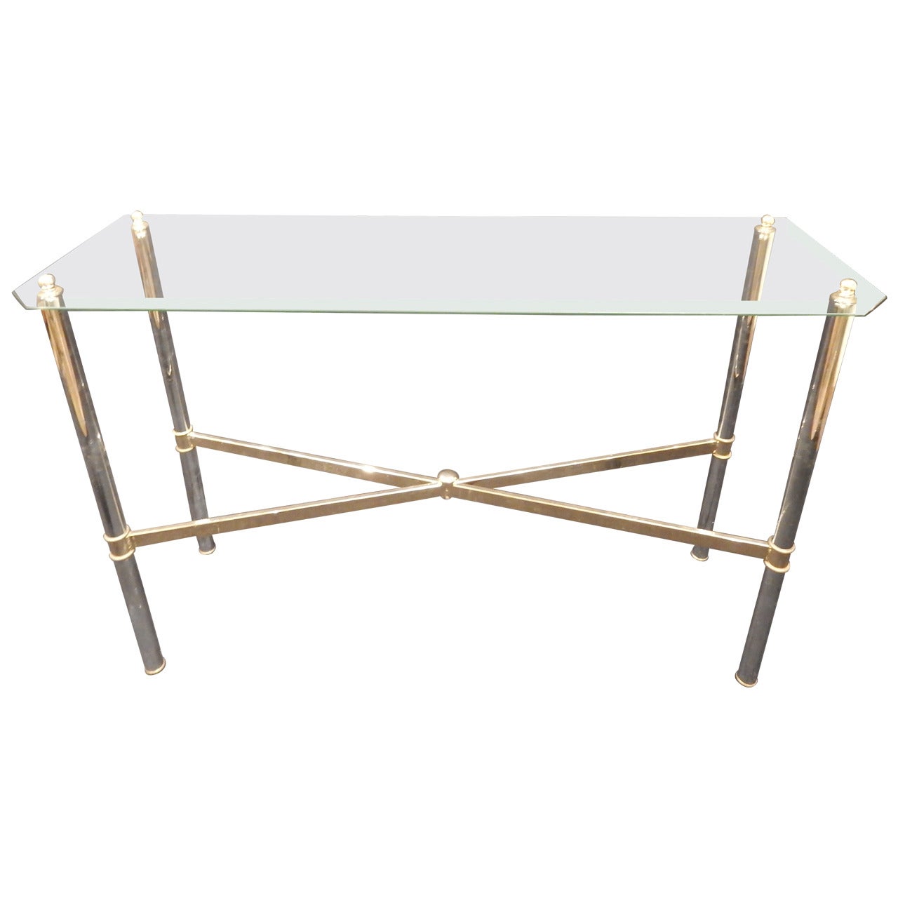 Mid-Century Chrome and Glass Console For Sale