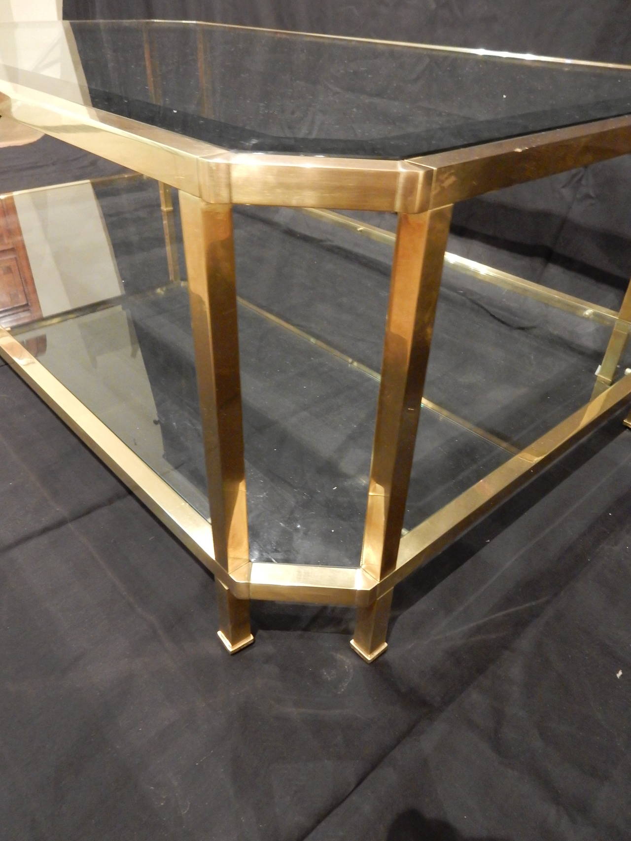 Mid-Century Modern Quality French Brass Vintage Coffee Table For Sale