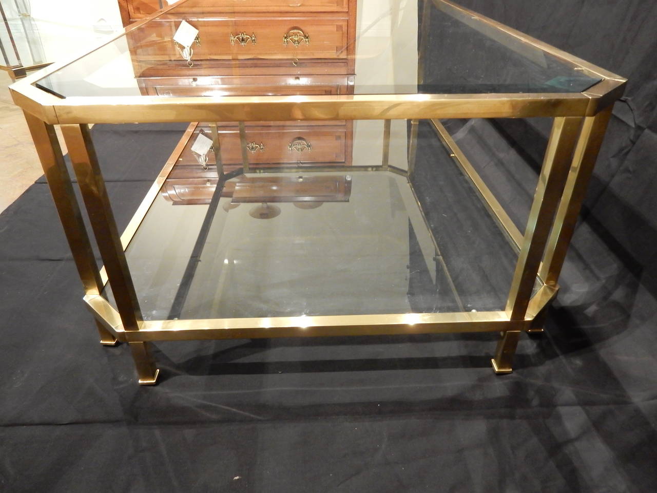 Quality French Brass Vintage Coffee Table In Good Condition For Sale In New Orleans, LA