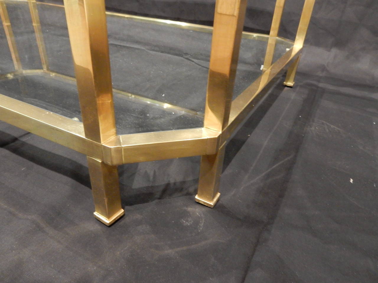 20th Century Quality French Brass Vintage Coffee Table For Sale
