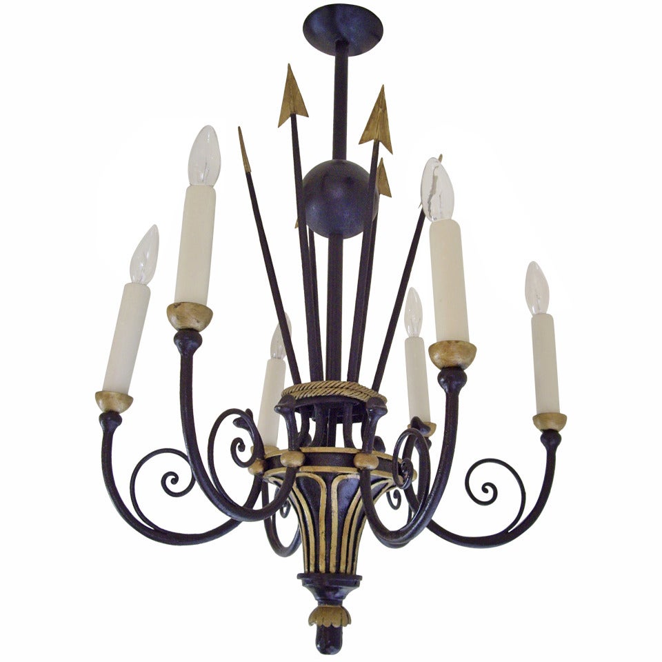 French Empire Style, Six Light Chandelier For Sale