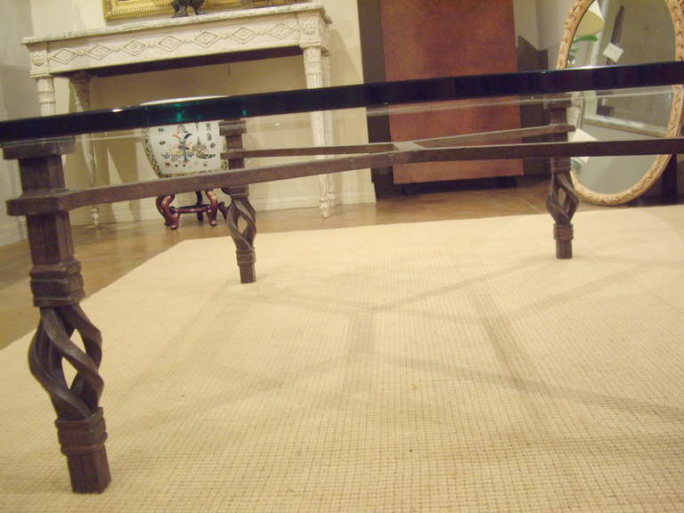 Vintage Italian Wrought Iron and Glass Coffee Table 2