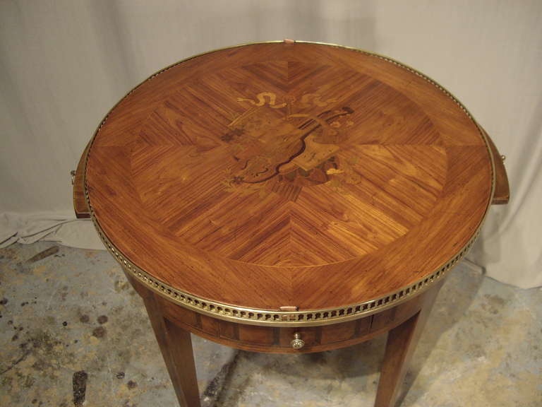 Inlay Elegant Louis XVI Style, Inlaid Bouillotte Table